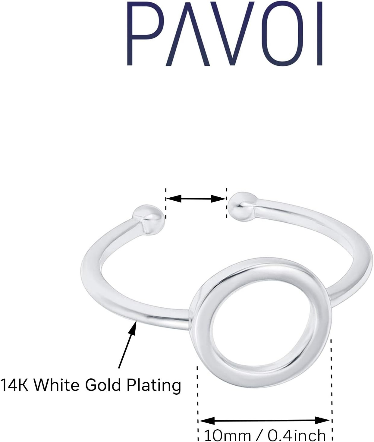 image:imagePAVOI 14K Gold Karma Open Circle Ring Gold Plated Adjustable Rings for Women Stackable RingsWhite Gold