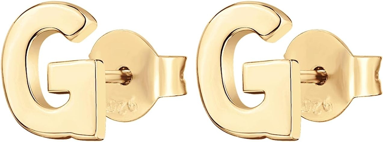 image:imagePAVOI 14K Gold Plated 925 Sterling Silver Alphabet Letter Earrings Personalized Initial Earrings G