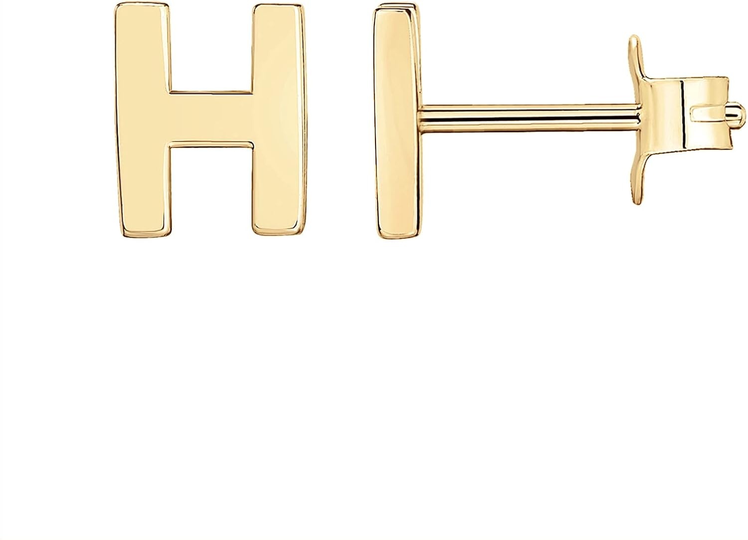 image:imagePAVOI 14K Gold Plated 925 Sterling Silver Alphabet Letter Earrings Personalized Initial Earrings H