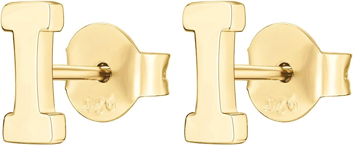 image:imagePAVOI 14K Gold Plated 925 Sterling Silver Alphabet Letter Earrings Personalized Initial Earrings I