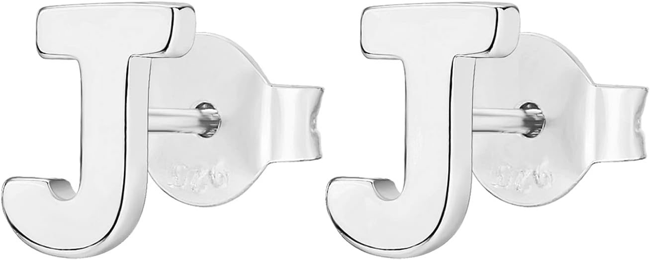 image:imagePAVOI 14K Gold Plated 925 Sterling Silver Alphabet Letter Earrings Personalized Initial Earrings J
