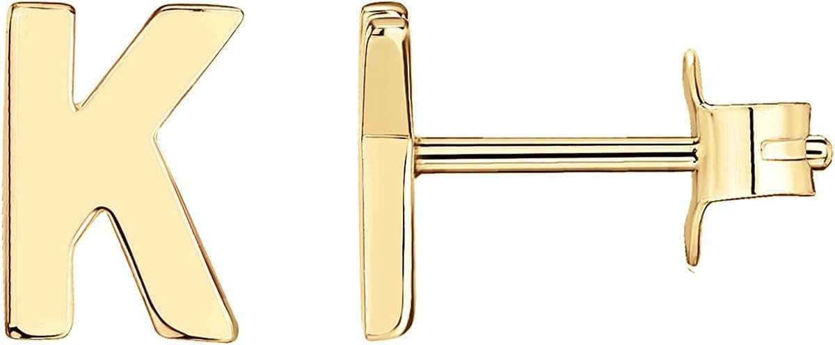 image:imagePAVOI 14K Gold Plated 925 Sterling Silver Alphabet Letter Earrings Personalized Initial Earrings K