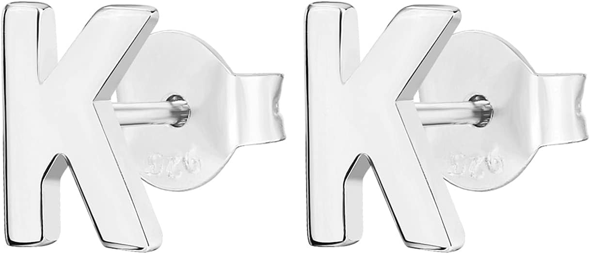 image:imagePAVOI 14K Gold Plated 925 Sterling Silver Alphabet Letter Earrings Personalized Initial Earrings K