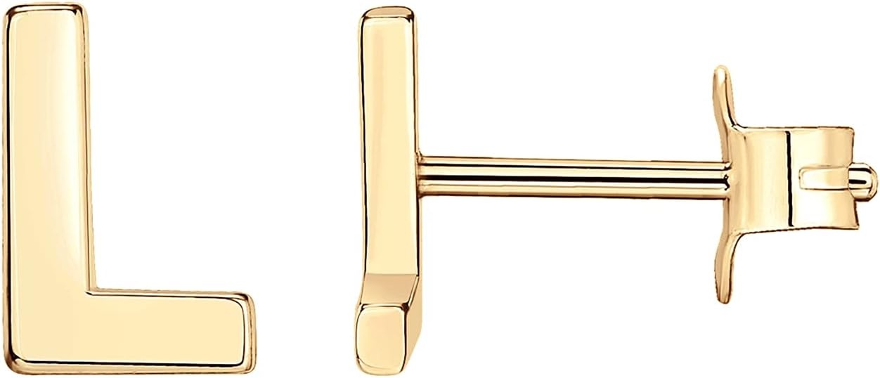 image:imagePAVOI 14K Gold Plated 925 Sterling Silver Alphabet Letter Earrings Personalized Initial Earrings L