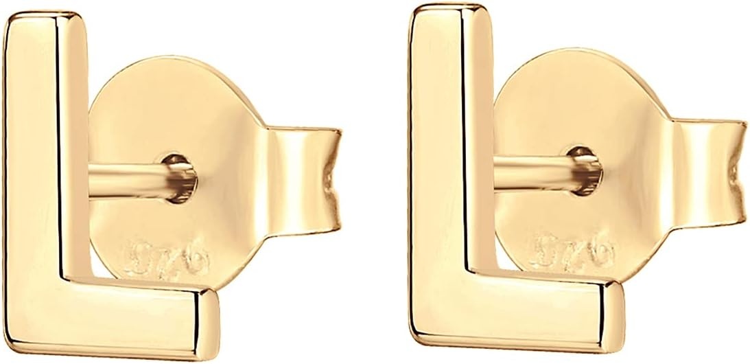 image:imagePAVOI 14K Gold Plated 925 Sterling Silver Alphabet Letter Earrings Personalized Initial Earrings L