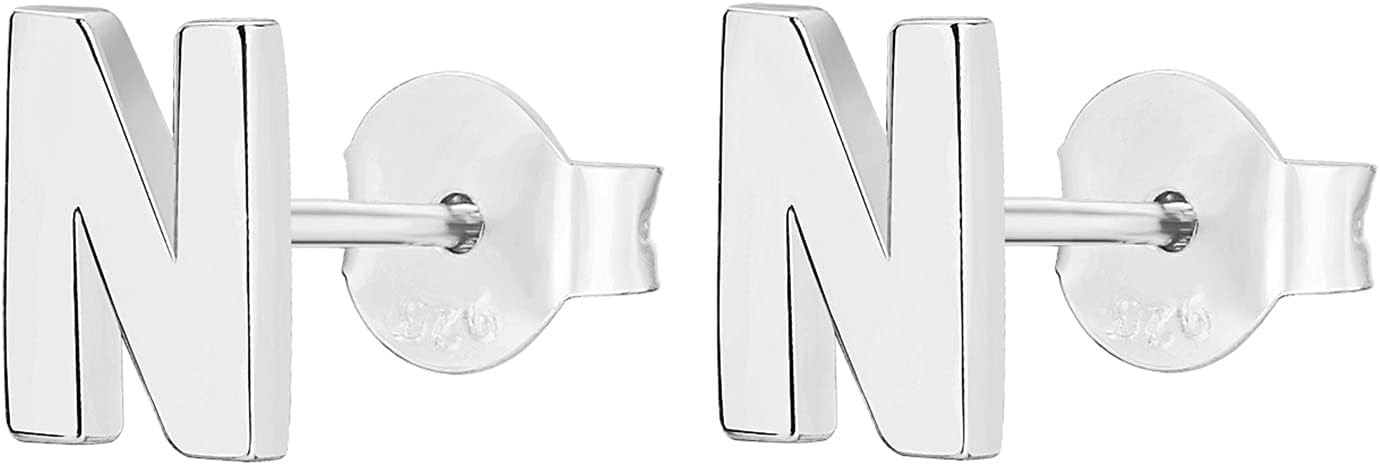 image:imagePAVOI 14K Gold Plated 925 Sterling Silver Alphabet Letter Earrings Personalized Initial Earrings N