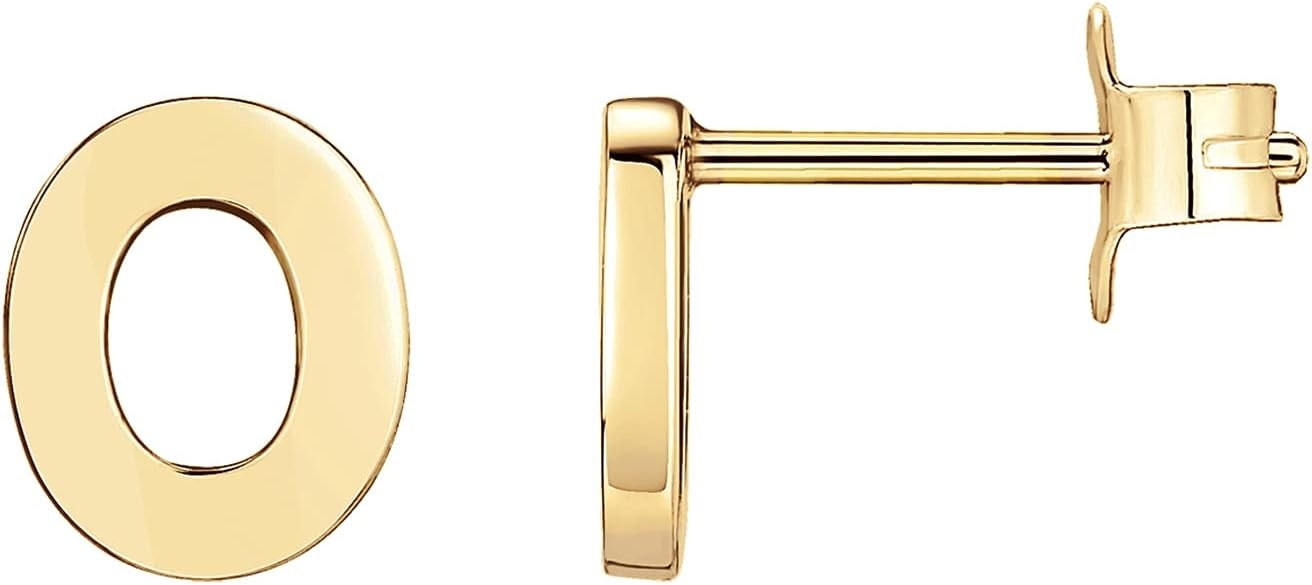 image:imagePAVOI 14K Gold Plated 925 Sterling Silver Alphabet Letter Earrings Personalized Initial Earrings O