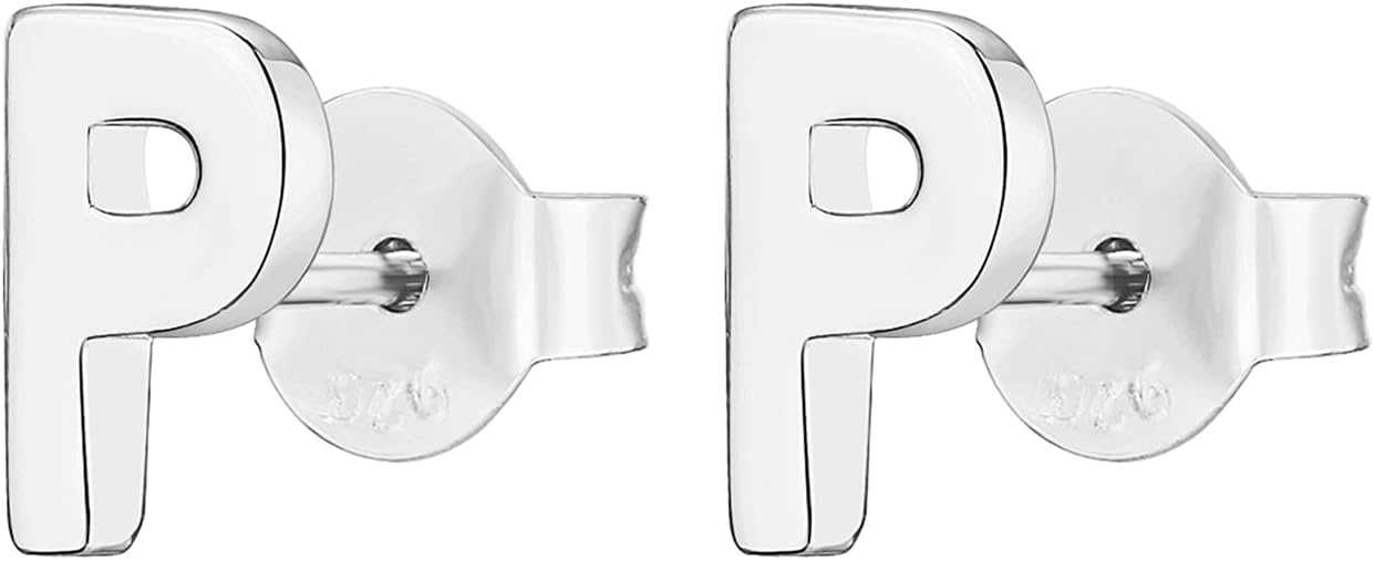 image:imagePAVOI 14K Gold Plated 925 Sterling Silver Alphabet Letter Earrings Personalized Initial Earrings P