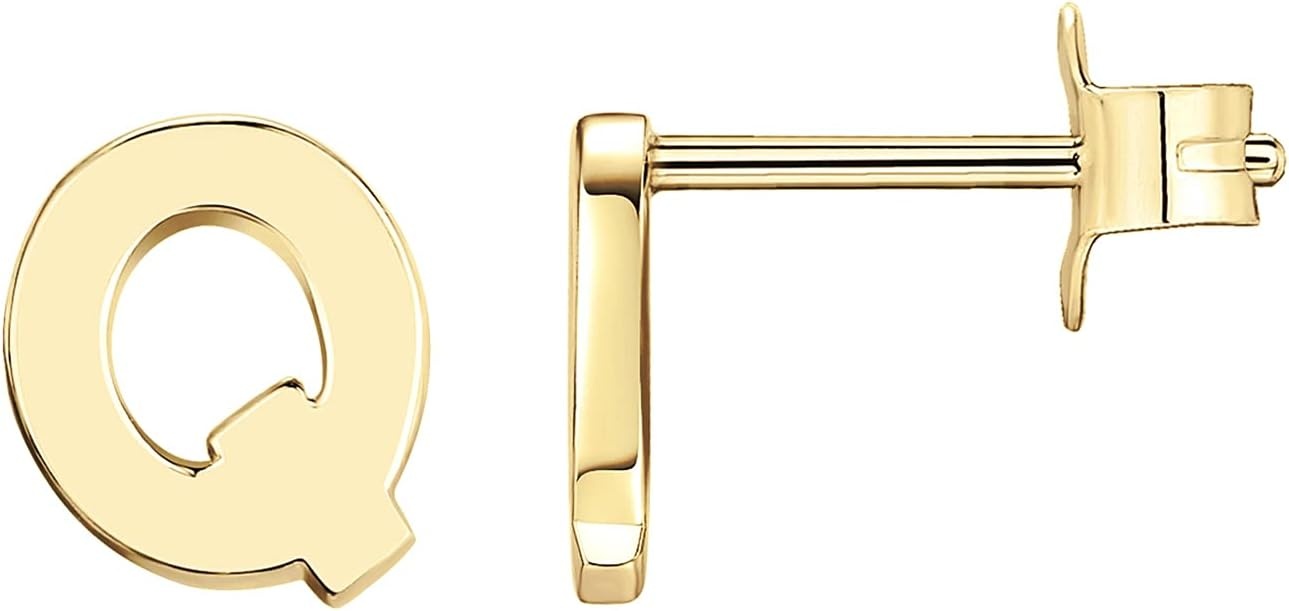 image:imagePAVOI 14K Gold Plated 925 Sterling Silver Alphabet Letter Earrings Personalized Initial Earrings Q