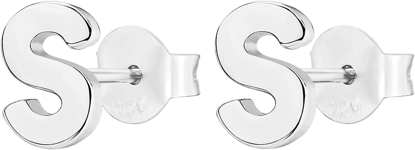 image:imagePAVOI 14K Gold Plated 925 Sterling Silver Alphabet Letter Earrings Personalized Initial Earrings S