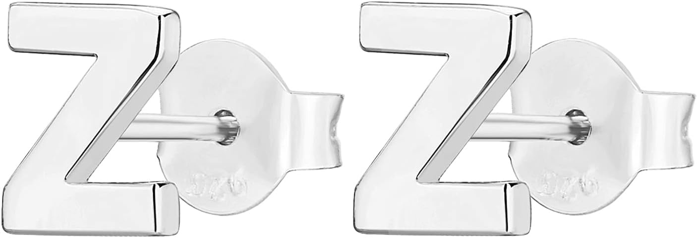 image:imagePAVOI 14K Gold Plated 925 Sterling Silver Alphabet Letter Earrings Personalized Initial Earrings Z