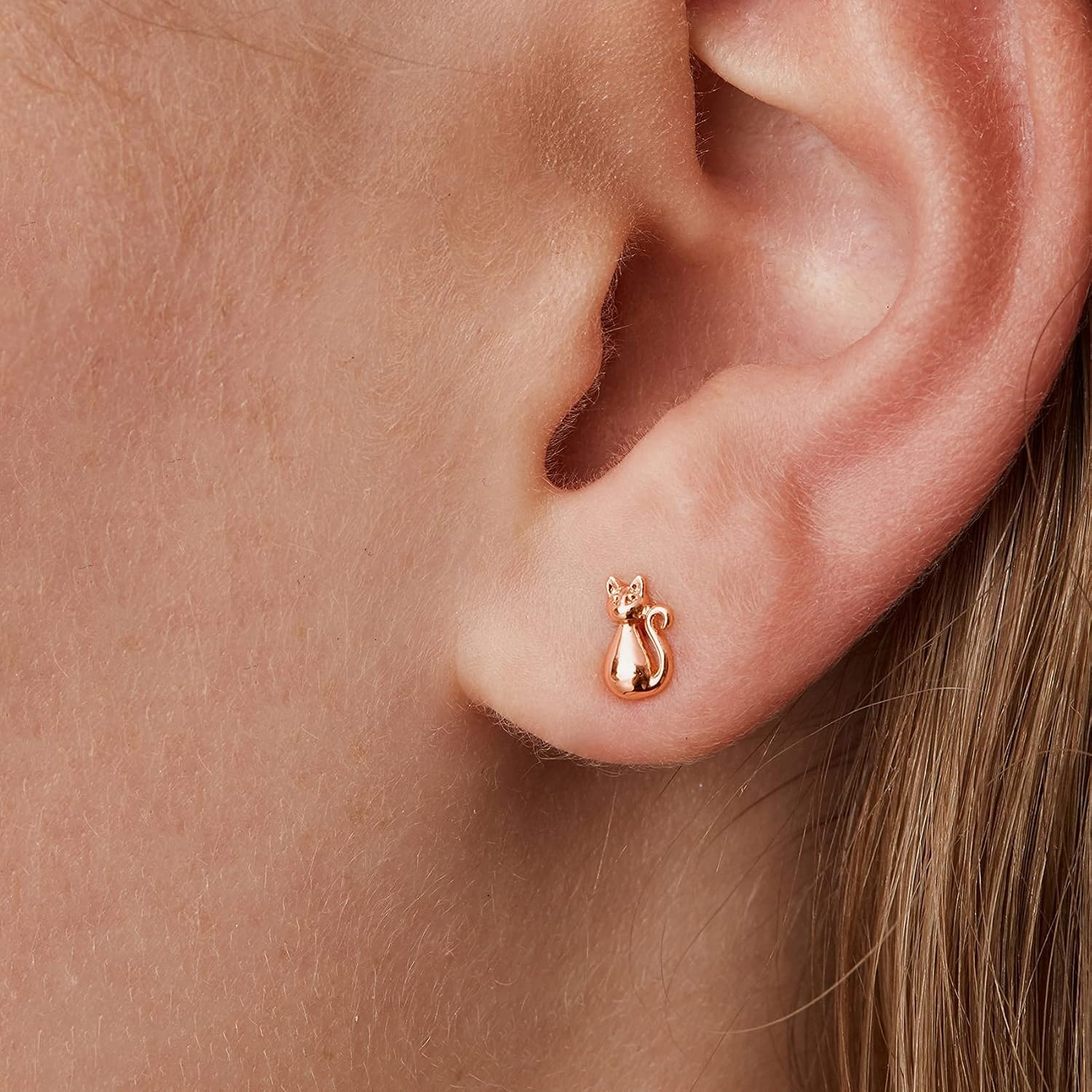 image:imagePAVOI 14K Gold Plated 925 Sterling Silver Bar Dot Heart Triangle Star Cat Dainty Earrings for Women Valentines Day Trendy JewelryRose Gold