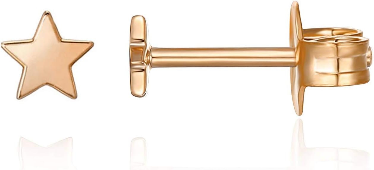 image:imagePAVOI 14K Gold Plated 925 Sterling Silver Bar Dot Heart Triangle Star Cat Dainty Earrings for Women Valentines Day Trendy JewelryRose Gold