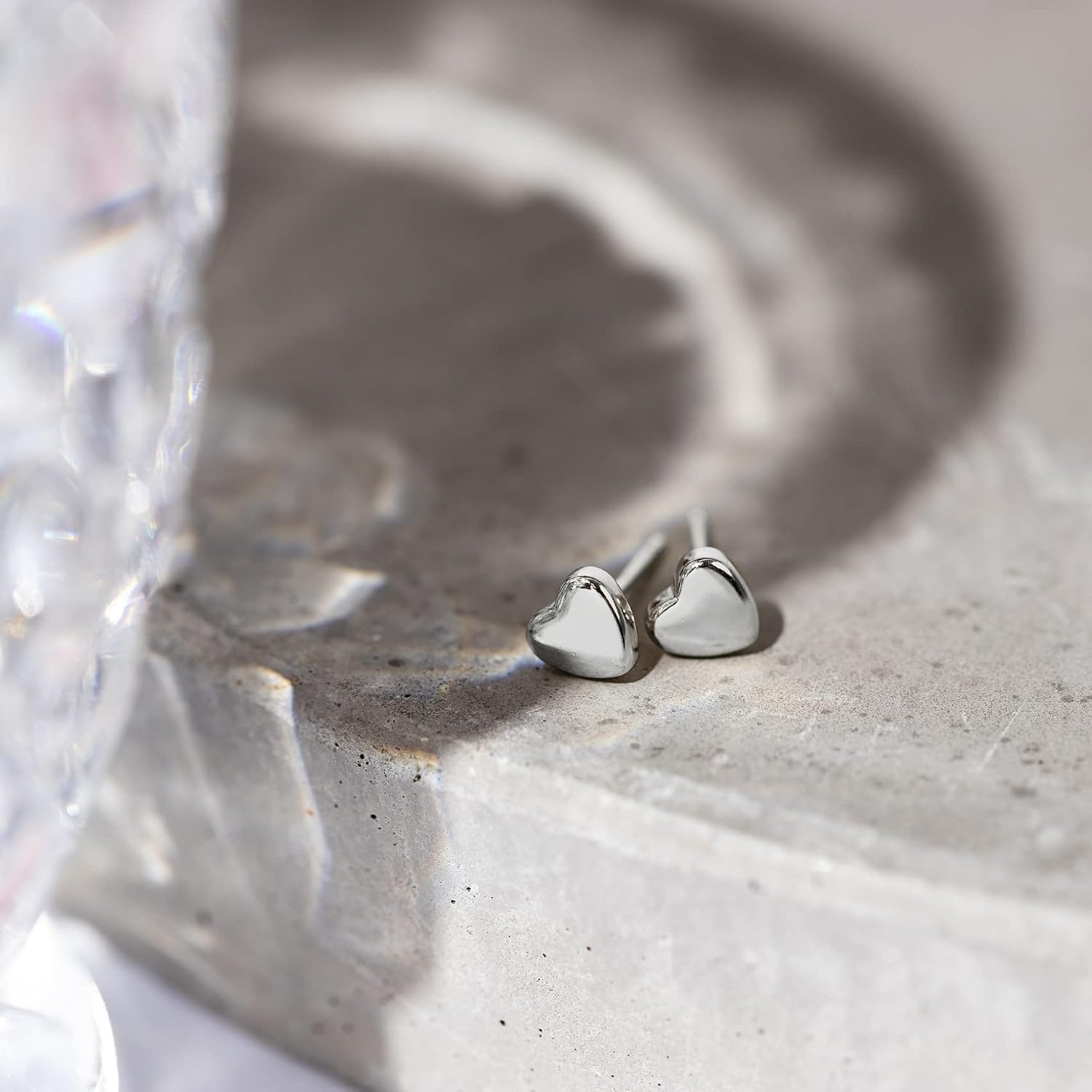 image:imagePAVOI 14K Gold Plated 925 Sterling Silver Bar Dot Heart Triangle Star Cat Dainty Earrings for Women Valentines Day Trendy JewelryWhite Gold
