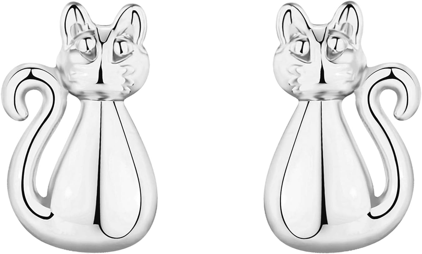 image:imagePAVOI 14K Gold Plated 925 Sterling Silver Bar Dot Heart Triangle Star Cat Dainty Earrings for Women Valentines Day Trendy JewelryWhite Gold