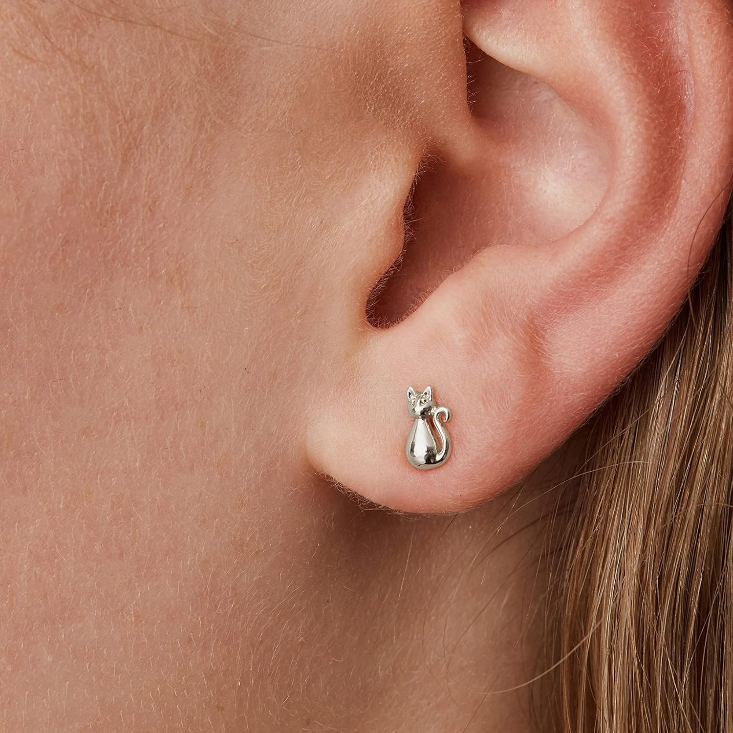 image:imagePAVOI 14K Gold Plated 925 Sterling Silver Bar Dot Heart Triangle Star Cat Dainty Earrings for Women Valentines Day Trendy JewelryWhite Gold