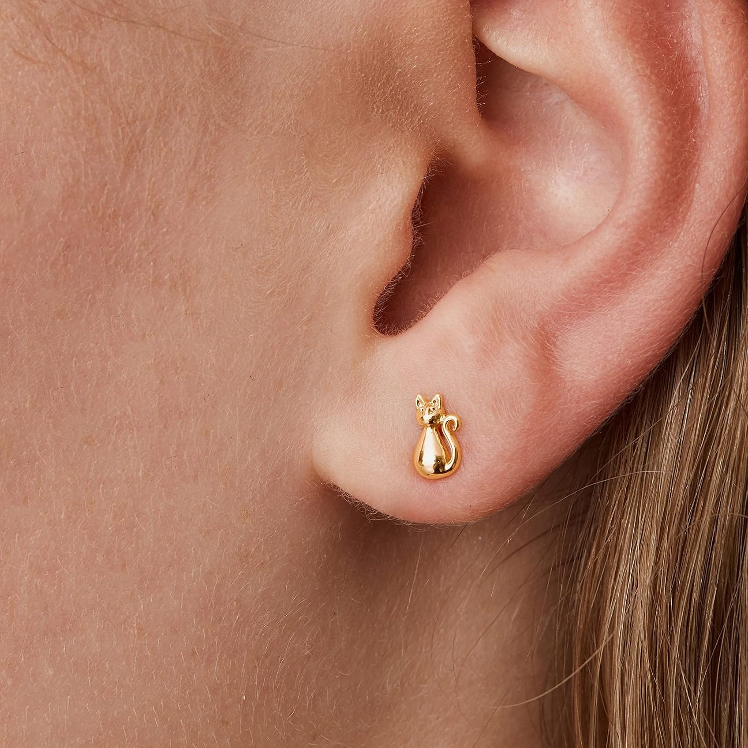 image:imagePAVOI 14K Gold Plated 925 Sterling Silver Bar Dot Heart Triangle Star Cat Dainty Earrings for Women Valentines Day Trendy JewelryYellow Gold
