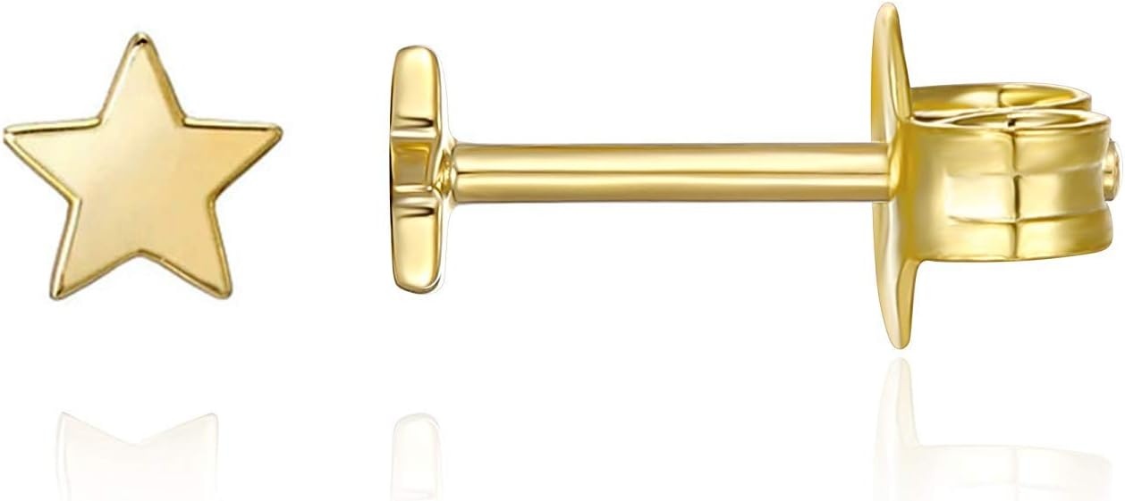image:imagePAVOI 14K Gold Plated 925 Sterling Silver Bar Dot Heart Triangle Star Cat Dainty Earrings for Women Valentines Day Trendy JewelryYellow Gold