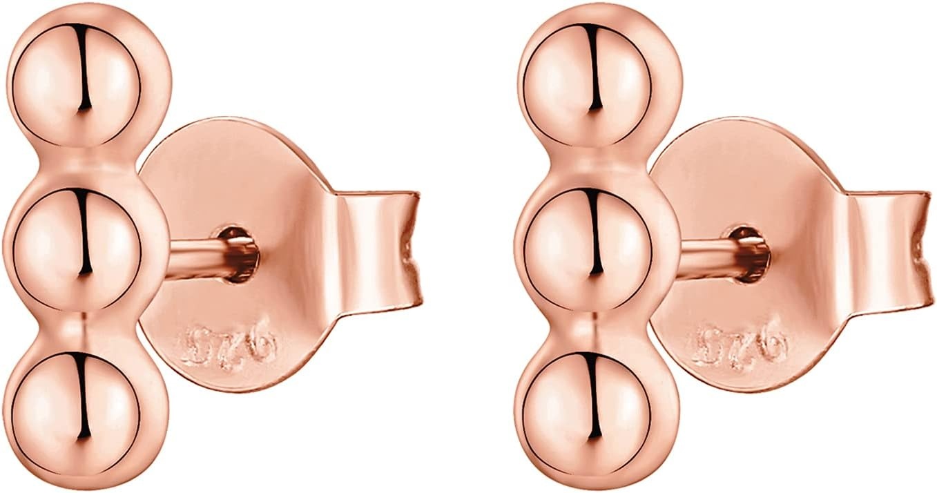 image:imagePAVOI 14K Gold Plated 925 Sterling Silver CZ Simulated Diamond Earrings Dainty Geometric Shape Mini Bar Stud Earrings for WomenRose Gold