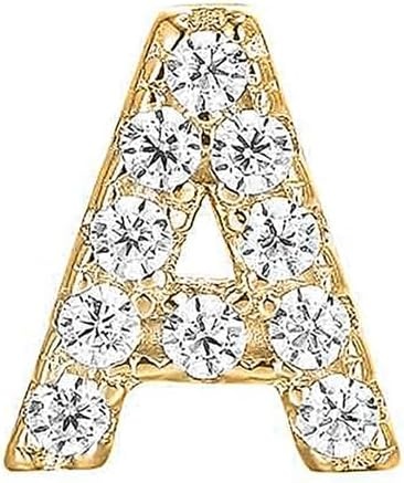 image:imagePAVOI 14K Gold Plated 925 Sterling Silver Cubic Zirconia Initial Letter Stud Earrings for Women Simulated Diamond Alphabet Letter Earrings A