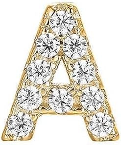 image:imagePAVOI 14K Gold Plated 925 Sterling Silver Cubic Zirconia Initial Letter Stud Earrings for Women Simulated Diamond Alphabet Letter Earrings A