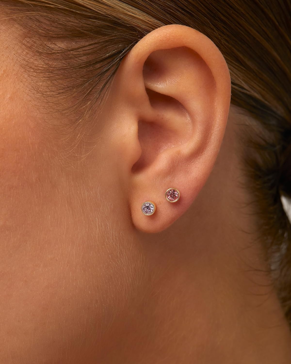image:imagePAVOI 14K Gold Plated 925 Sterling Silver Post Colored Cubic Zirconia Flatback Earrings for Women Small Cartilage Stud Earring Helix Piercing JewelryBlue