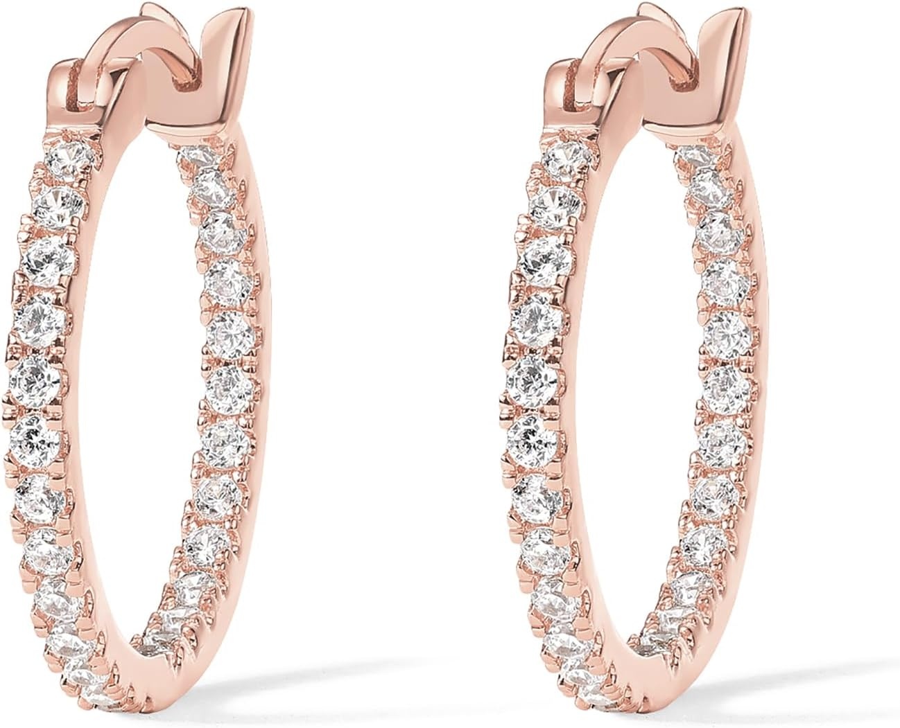 image:imagePAVOI 14K Gold Plated 925 Sterling Silver Post Cubic Zirconia Hoop EarringsRose Gold