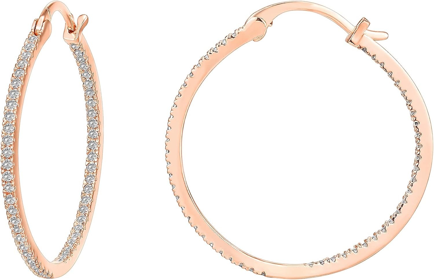 image:imagePAVOI 14K Gold Plated 925 Sterling Silver Post Cubic Zirconia Hoop EarringsRose Gold