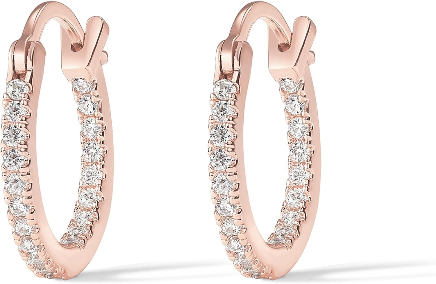 image:imagePAVOI 14K Gold Plated 925 Sterling Silver Post Cubic Zirconia Hoop EarringsRose Gold