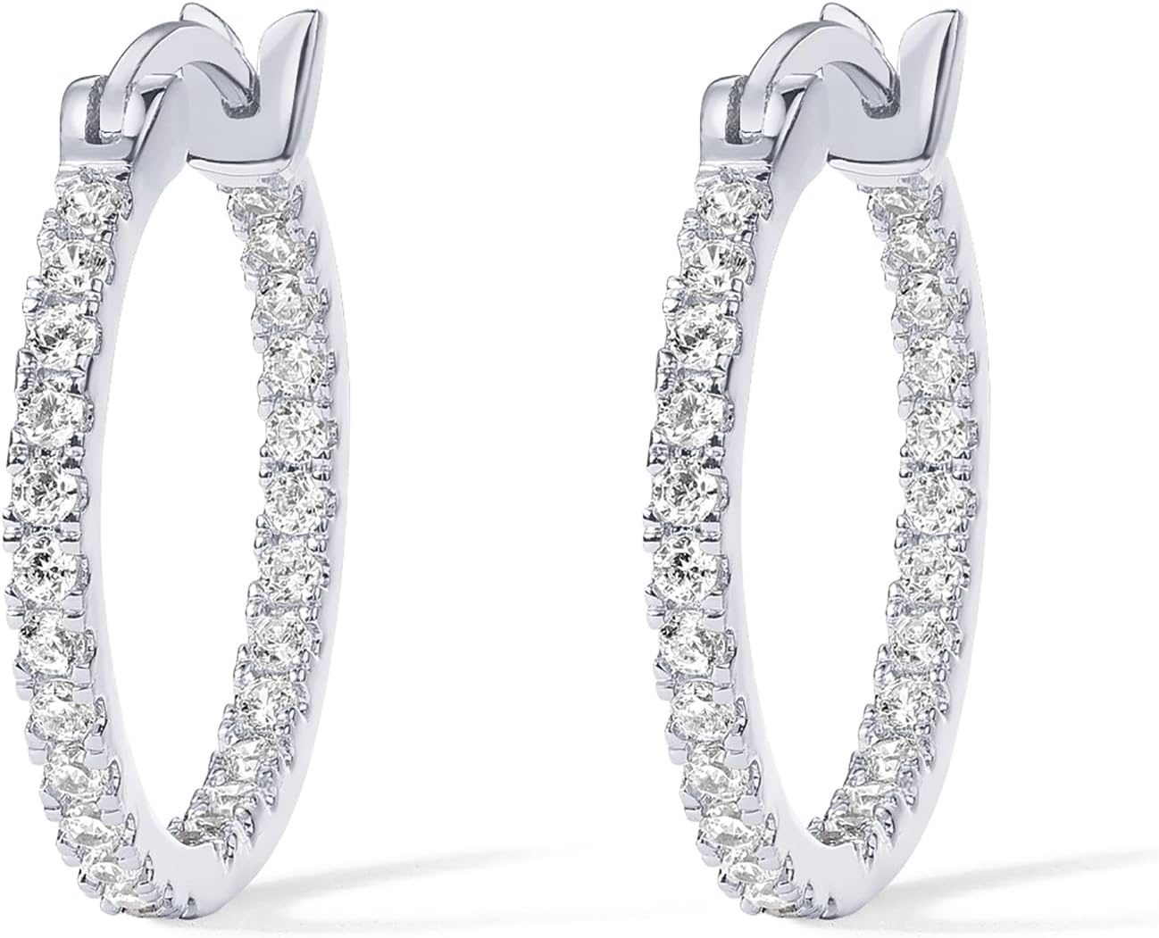 image:imagePAVOI 14K Gold Plated 925 Sterling Silver Post Cubic Zirconia Hoop EarringsWhite Gold