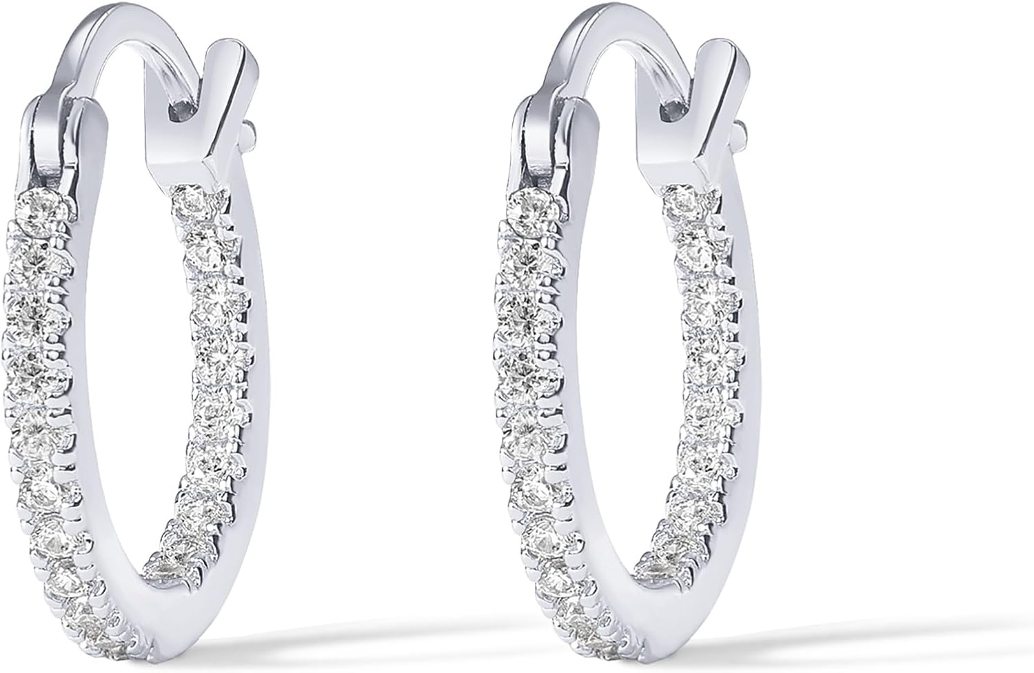 image:imagePAVOI 14K Gold Plated 925 Sterling Silver Post Cubic Zirconia Hoop EarringsWhite Gold