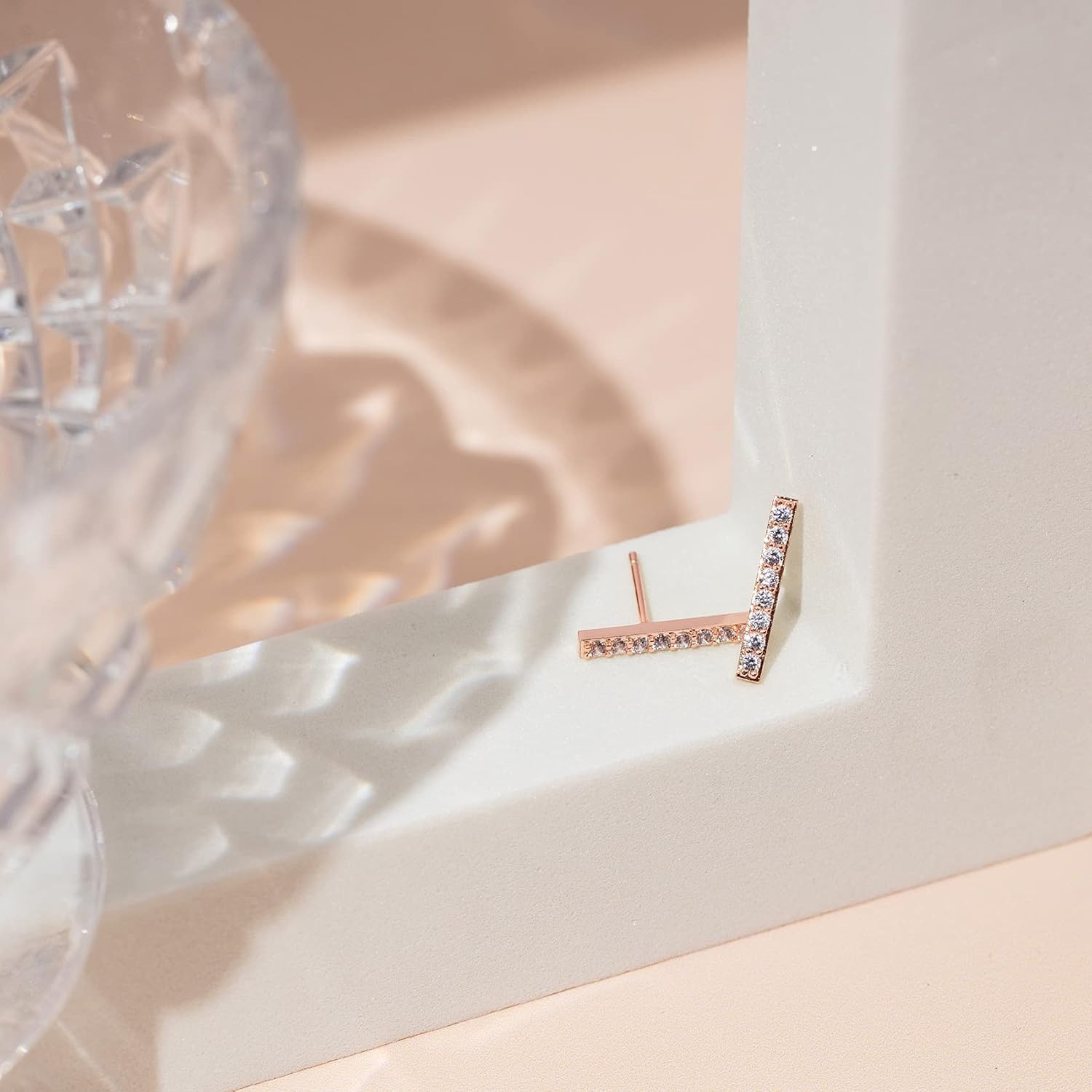 image:imagePAVOI 14K Gold Plated 925 Sterling Silver Post Dainty Mini Bar Stud Earrings Gold Earrings for WomenShort CZ