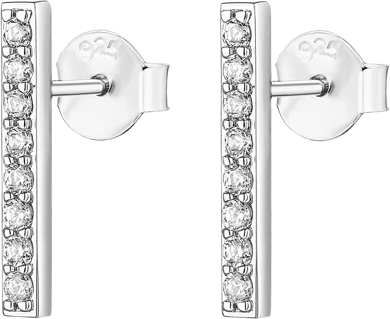image:imagePAVOI 14K Gold Plated 925 Sterling Silver Post Dainty Mini Bar Stud Earrings Gold Earrings for WomenShort CZ