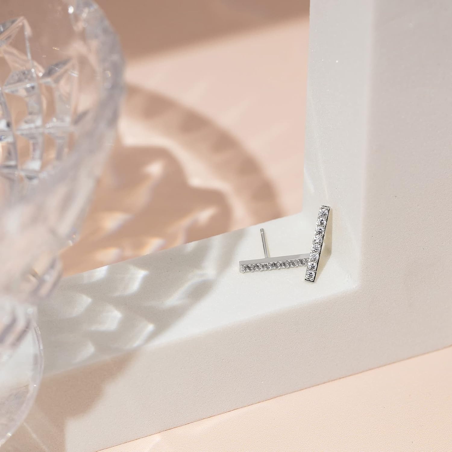 image:imagePAVOI 14K Gold Plated 925 Sterling Silver Post Dainty Mini Bar Stud Earrings Gold Earrings for WomenShort CZ