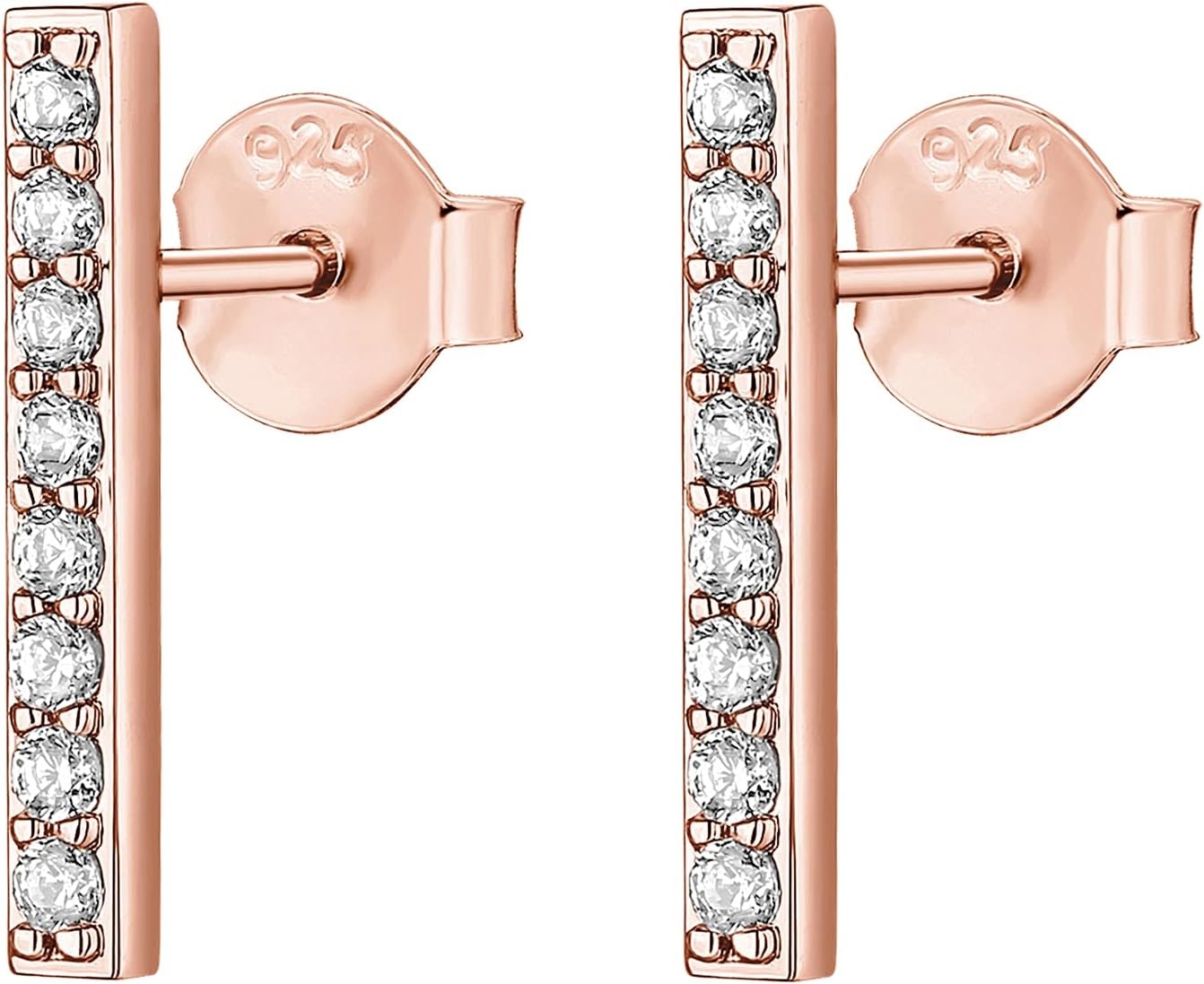 image:imagePAVOI 14K Gold Plated 925 Sterling Silver Post Dainty Mini Bar Stud Earrings Gold Earrings for WomenShort CZ