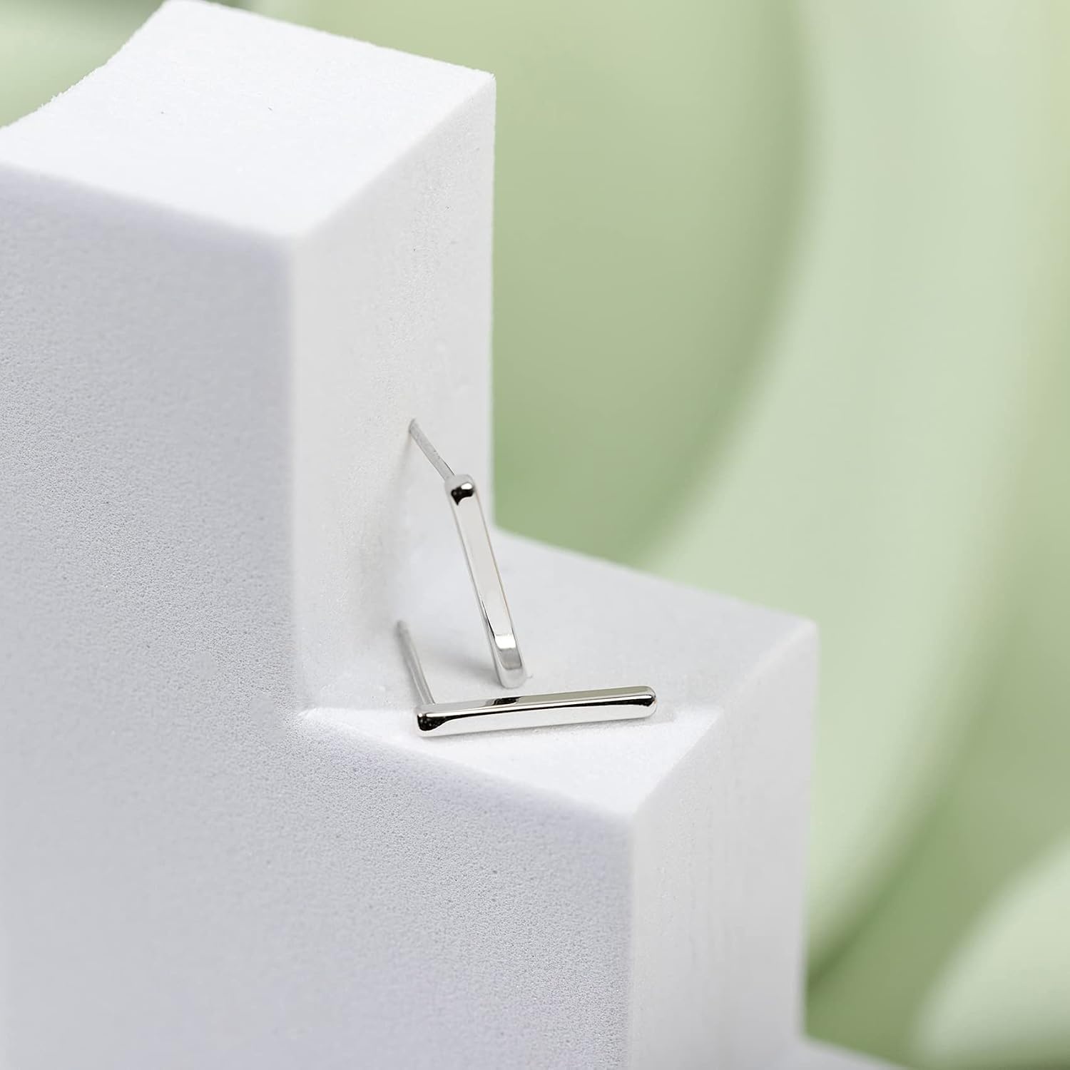 image:imagePAVOI 14K Gold Plated 925 Sterling Silver Post Dainty Mini Bar Stud Earrings Gold Earrings for WomenShort Smooth