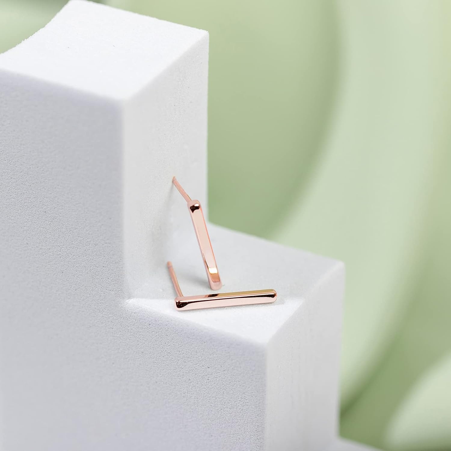 image:imagePAVOI 14K Gold Plated 925 Sterling Silver Post Dainty Mini Bar Stud Earrings Gold Earrings for WomenShort Smooth