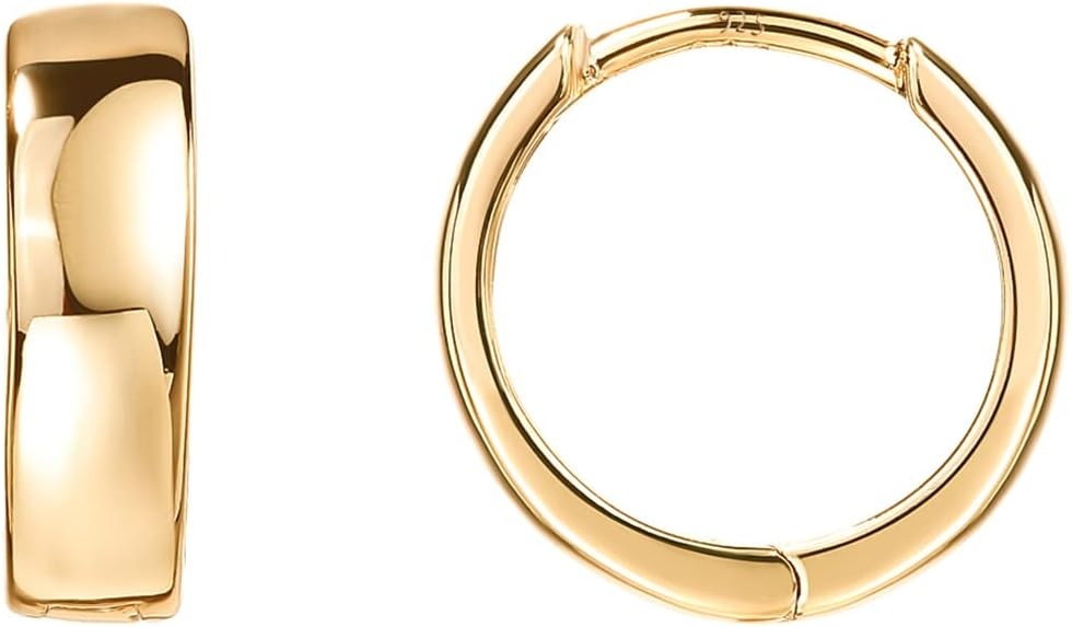 image:imagePAVOI 14K Gold Plated 925 Sterling Silver Post Huggie Earrings Small Hoop Earrings for Women14K Gold Plated