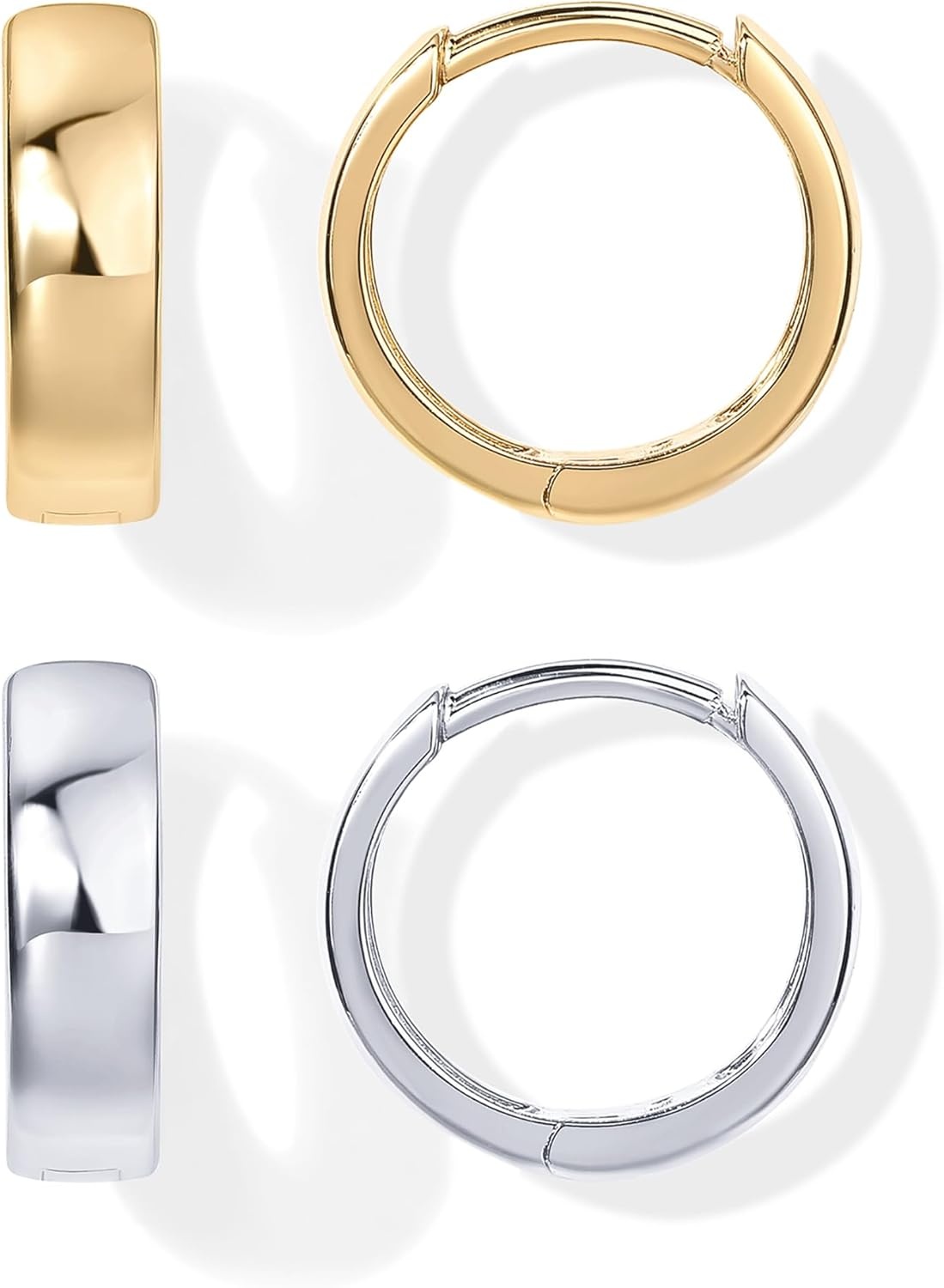 image:imagePAVOI 14K Gold Plated 925 Sterling Silver Post Huggie Earrings Small Hoop Earrings for Women14K Gold Plated