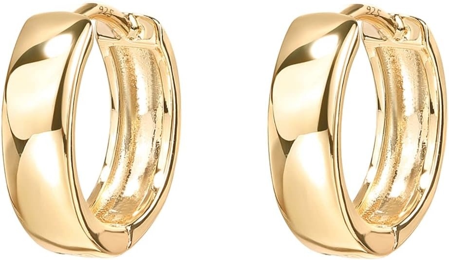 image:imagePAVOI 14K Gold Plated 925 Sterling Silver Post Huggie Earrings Small Hoop Earrings for Women14K Gold Plated