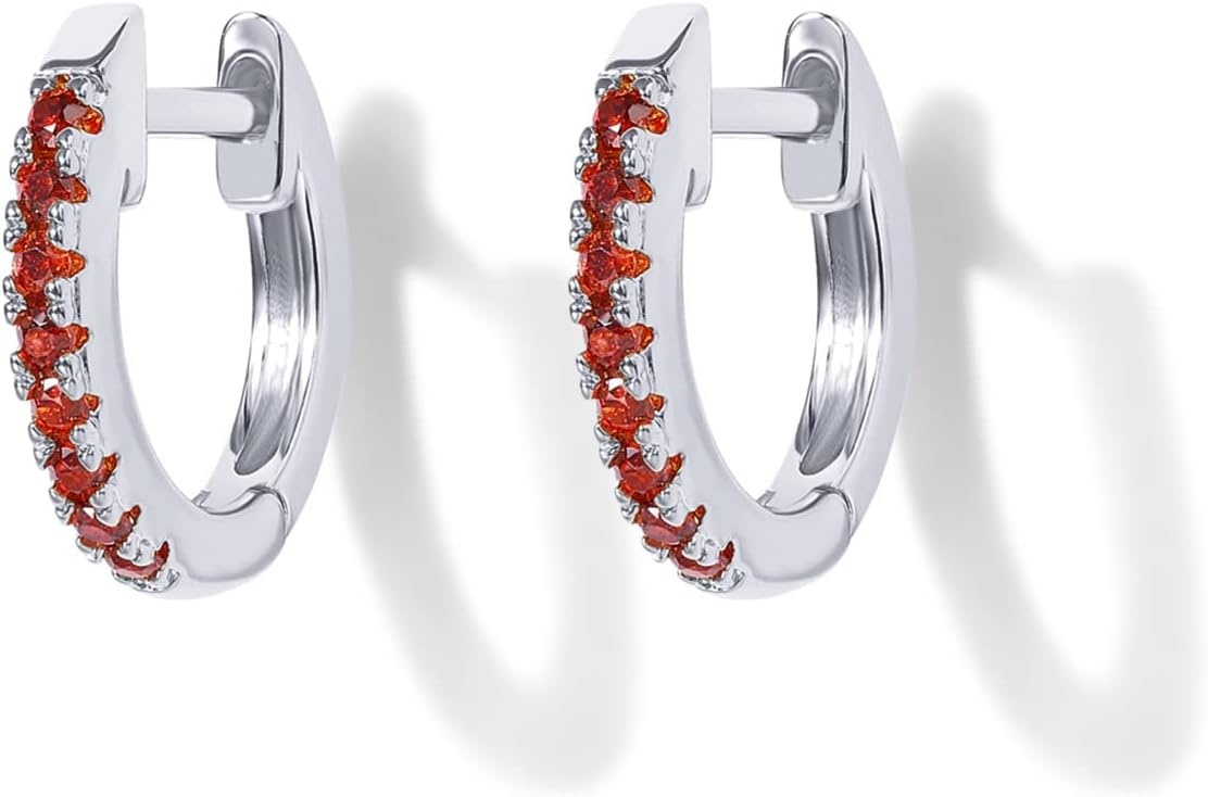 image:imagePAVOI 14K Gold Plated 925 Sterling Silver Post Huggies Cubic Zirconia Huggie Earrings for Women Green Garnet Spinel Blue Black Multicolored StonesGarnet
