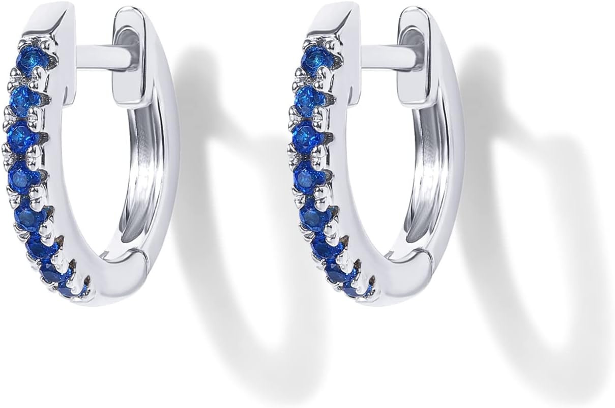 image:imagePAVOI 14K Gold Plated 925 Sterling Silver Post Huggies Cubic Zirconia Huggie Earrings for Women Green Garnet Spinel Blue Black Multicolored StonesNano Spinel Blue