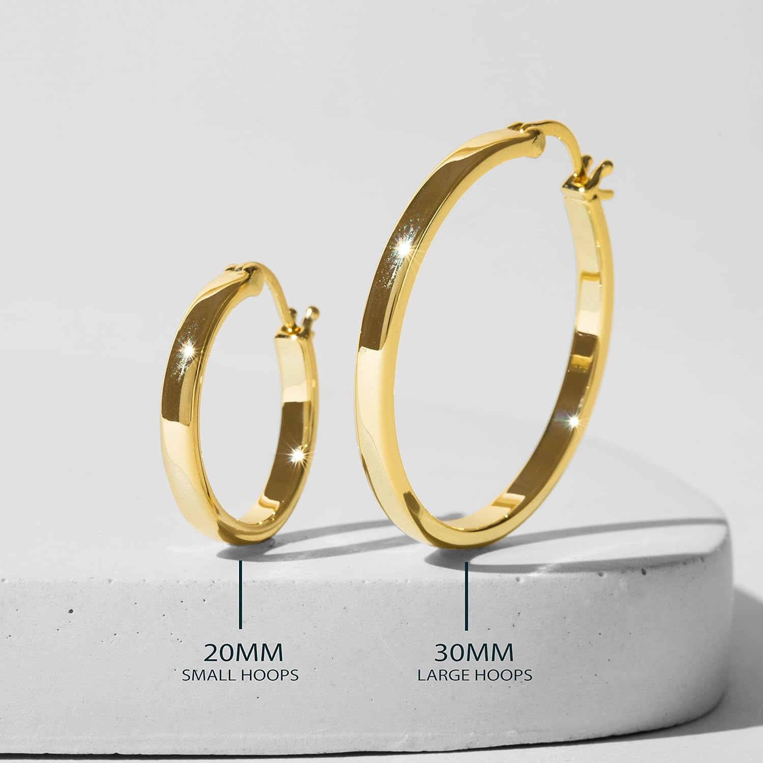 image:imagePAVOI 14K Gold Plated 925 Sterling Silver Post Lightweight Hoops 20mm 30mm Earring Gold Hoop Earrings for WomenRose Gold