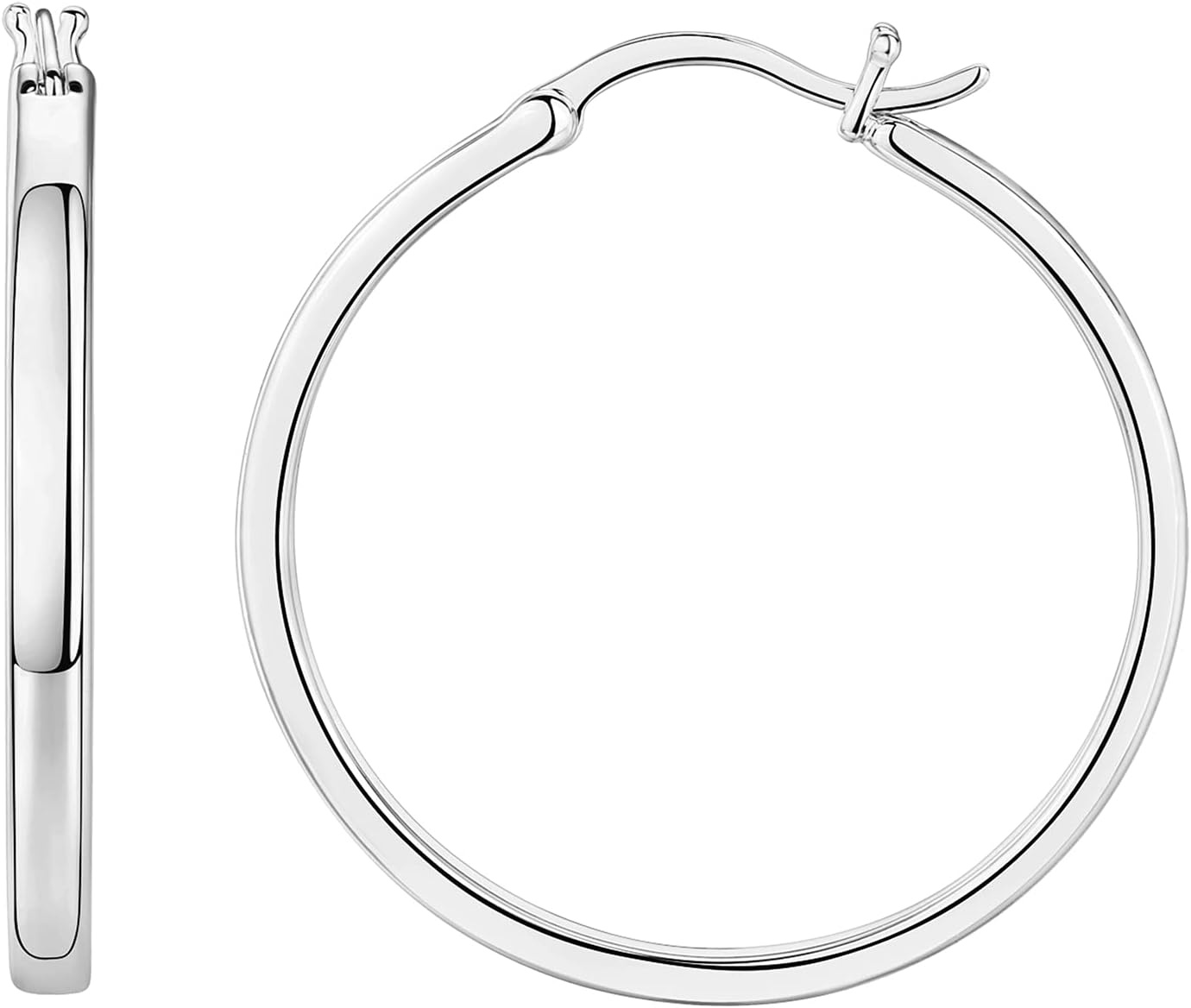 image:imagePAVOI 14K Gold Plated 925 Sterling Silver Post Lightweight Hoops 20mm 30mm Earring Gold Hoop Earrings for WomenWhite Gold