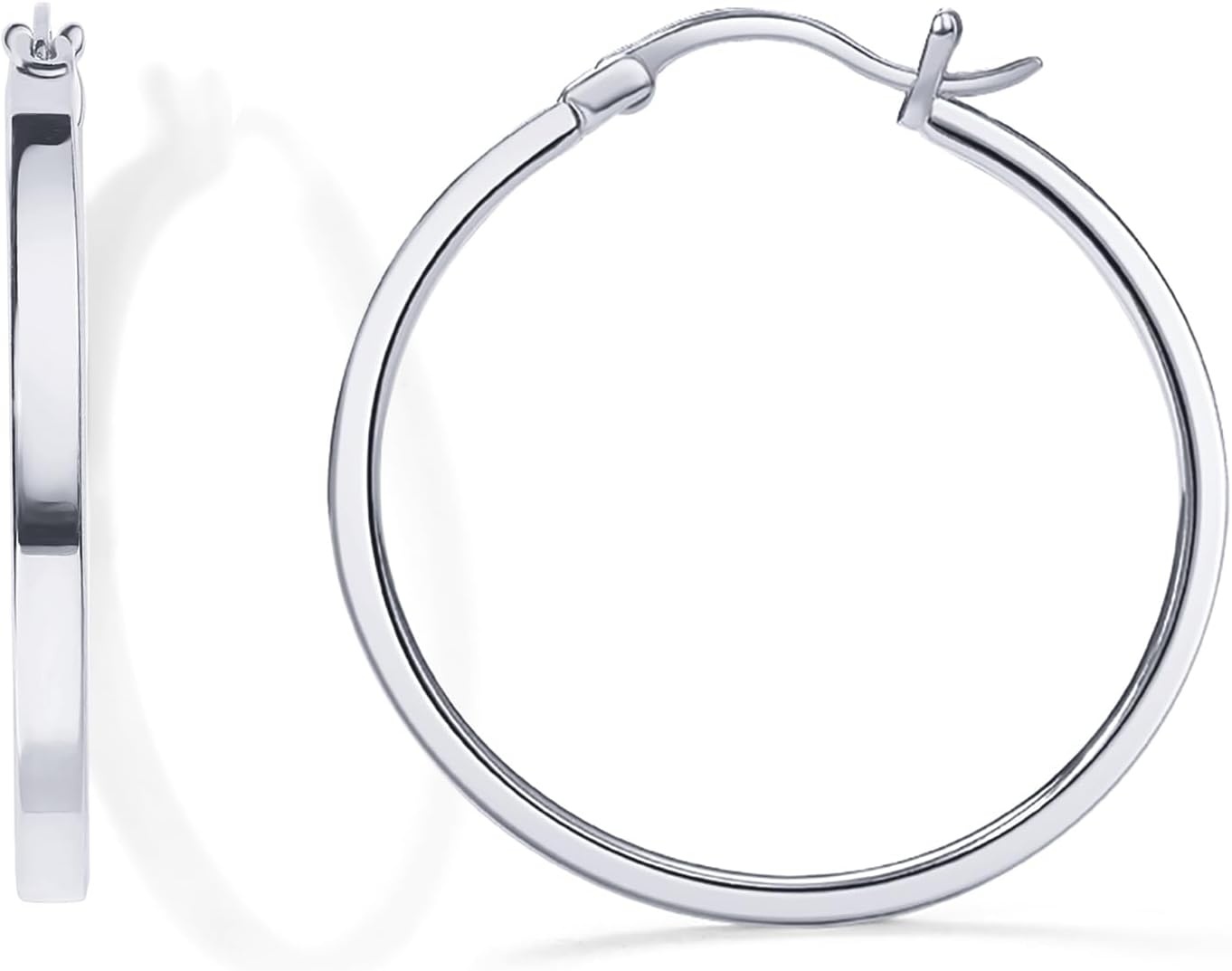 image:imagePAVOI 14K Gold Plated 925 Sterling Silver Post Lightweight Hoops 20mm 30mm Earring Gold Hoop Earrings for WomenWhite Gold