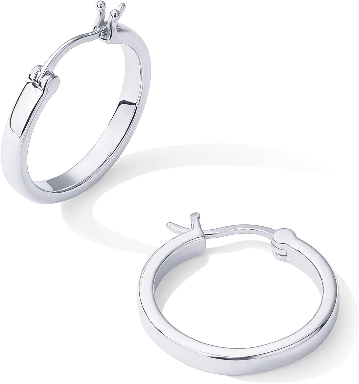 image:imagePAVOI 14K Gold Plated 925 Sterling Silver Post Lightweight Hoops 20mm 30mm Earring Gold Hoop Earrings for WomenWhite Gold