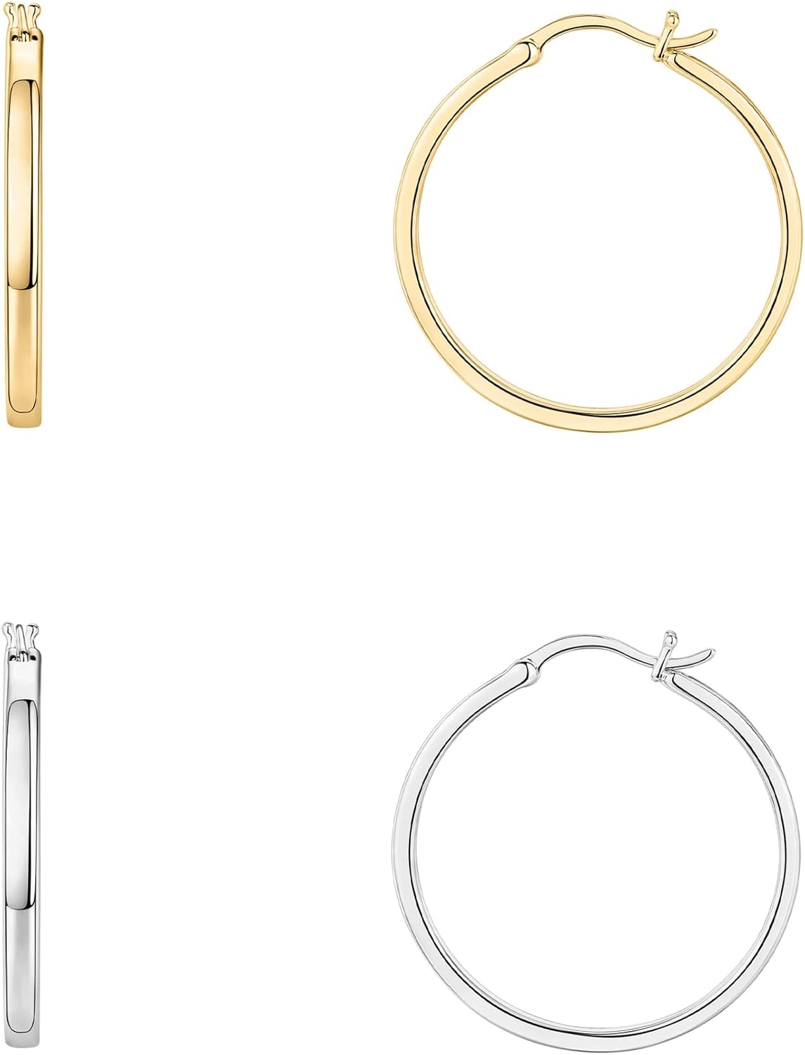 image:imagePAVOI 14K Gold Plated 925 Sterling Silver Post Lightweight Hoops 20mm 30mm Earring Gold Hoop Earrings for WomenYellow White Gold