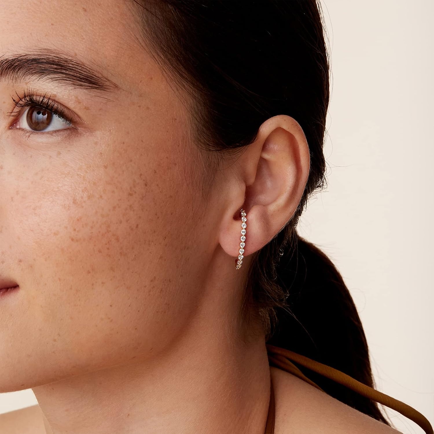 image:imagePAVOI 14K Gold Plated 925 Sterling Silver Post Minimalist Suspender Ear Cuff Earrings for Women Wrap Earlobe StudsYellow Gold