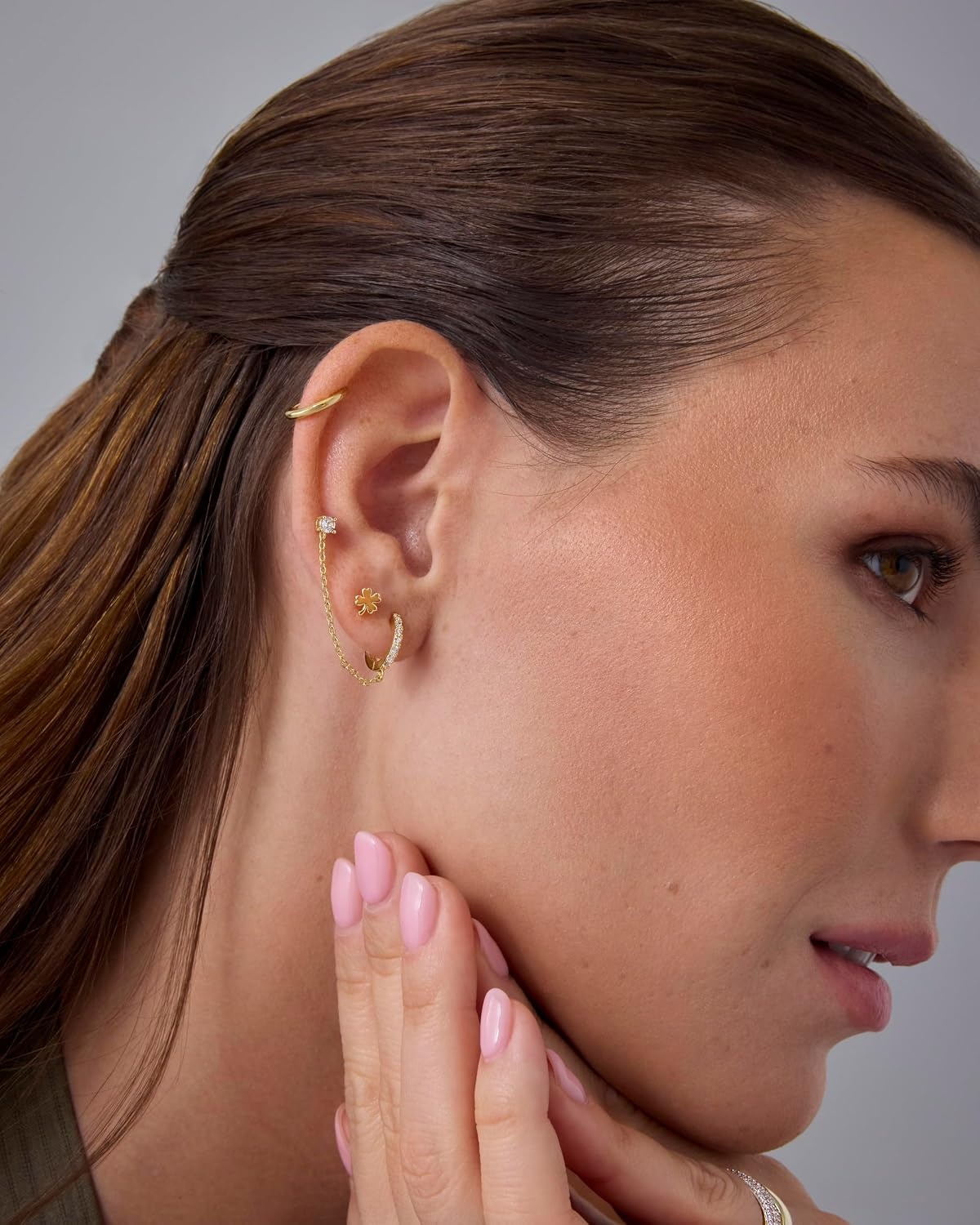 image:imagePAVOI 14K Gold Plated 925 Sterling Silver Posts Cubic Zirconia Mini Huggie Earrings for Women Tiny Cartilage Helix Huggie Hoop EarringsPlain