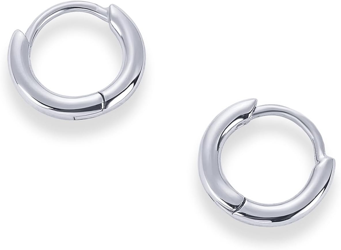 image:imagePAVOI 14K Gold Plated 925 Sterling Silver Posts Cubic Zirconia Mini Huggie Earrings for Women Tiny Cartilage Helix Huggie Hoop EarringsPlain
